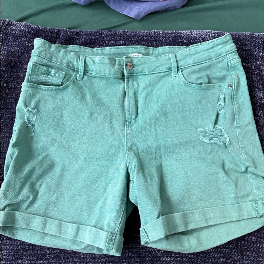 Old Navy Blue Jean Shorts with Cuffed Hem and Distressed Details